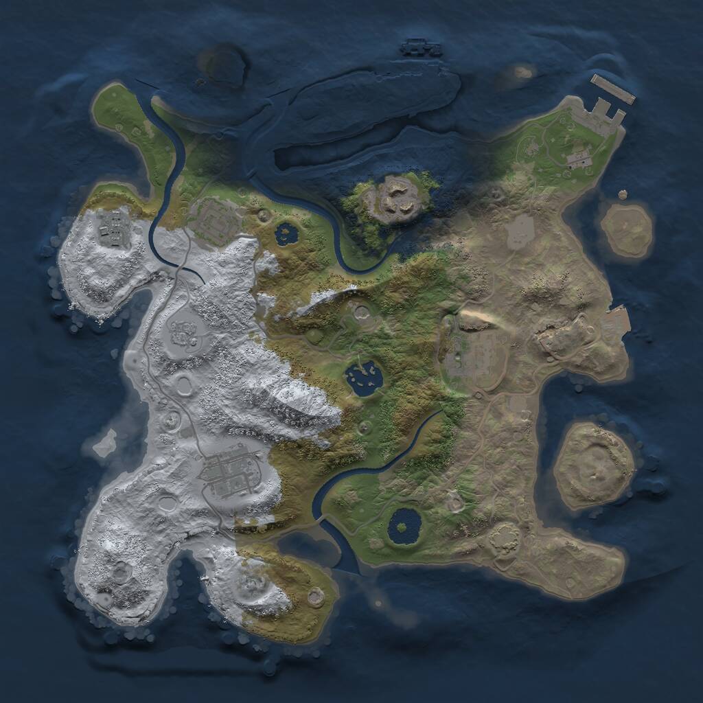 Rust Map: Procedural Map, Size: 3000, Seed: 2133955705, 12 Monuments