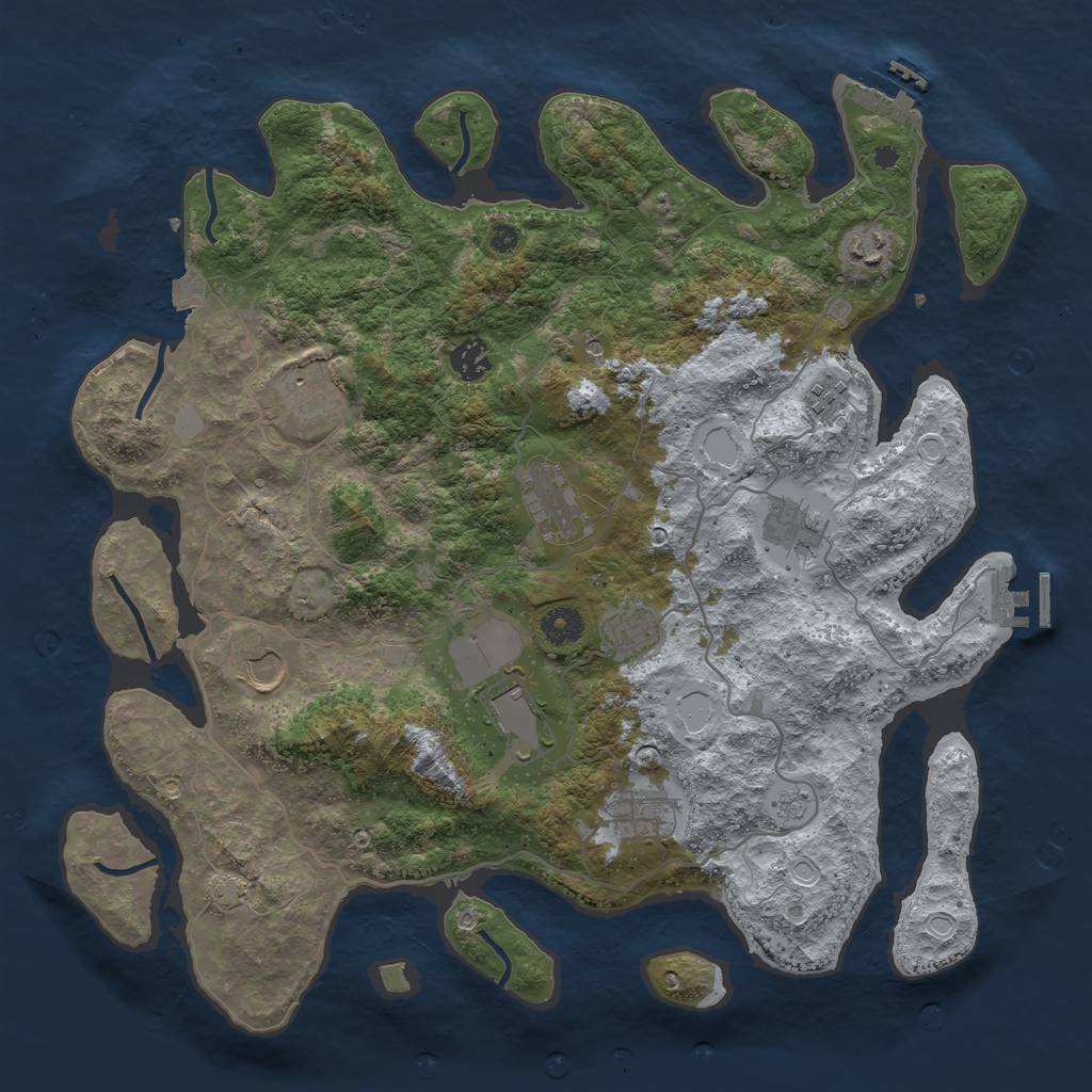 Rust Map: Procedural Map, Size: 4000, Seed: 41474, 18 Monuments
