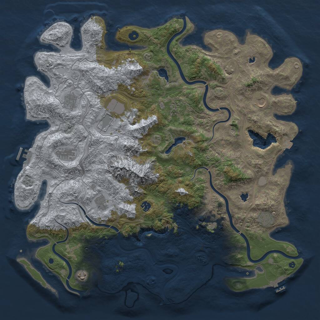 Rust Map: Procedural Map, Size: 5000, Seed: 2128675989, 17 Monuments