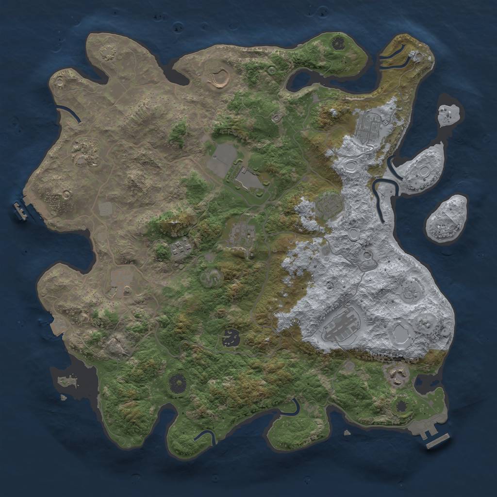 Rust Map: Procedural Map, Size: 4000, Seed: 1114817854, 19 Monuments