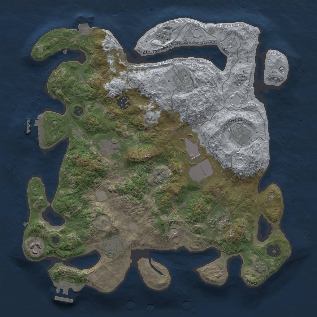 Rust Map: Procedural Map, Size: 3500, Seed: 1847259579, 17 Monuments