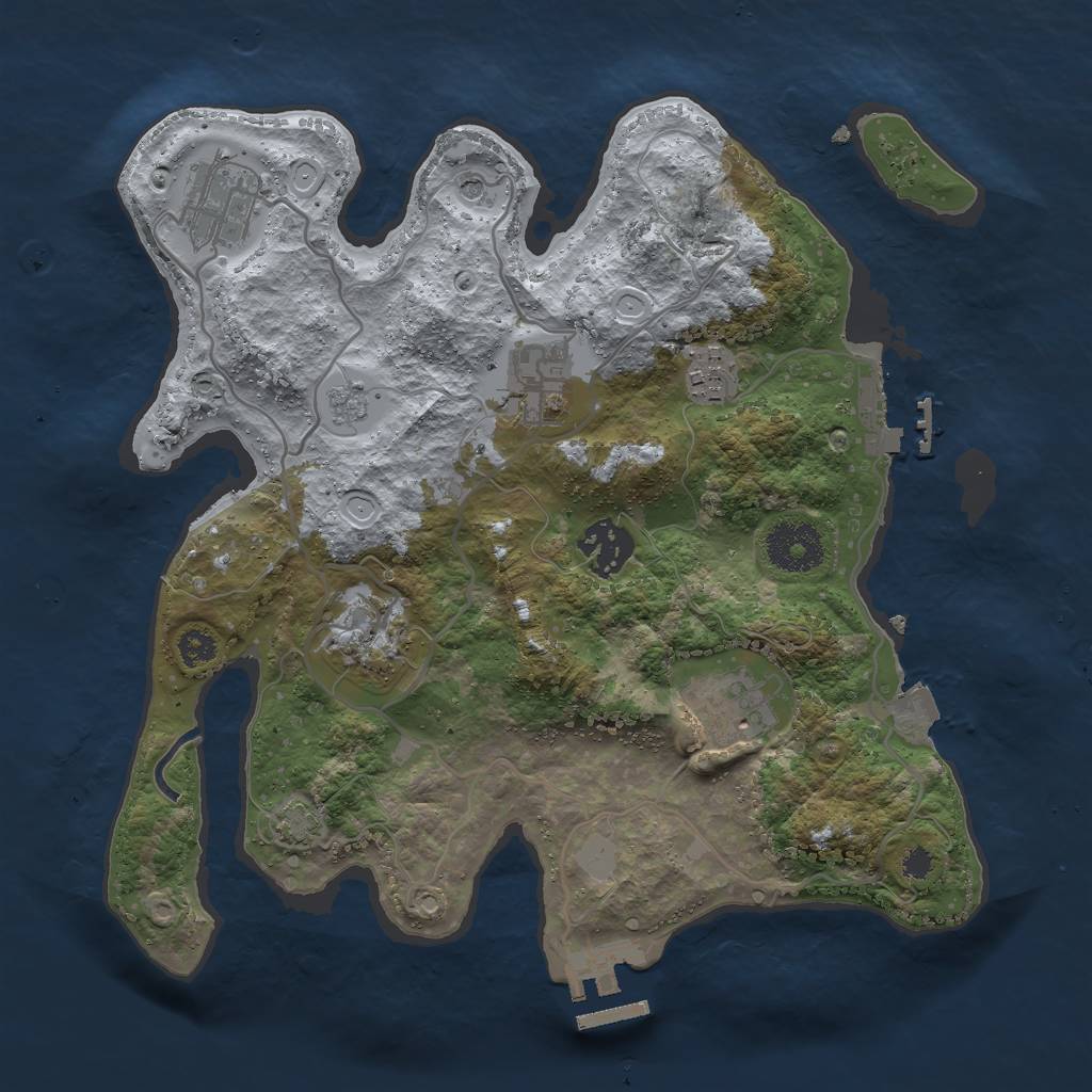 Rust Map: Procedural Map, Size: 3000, Seed: 348667779, 14 Monuments