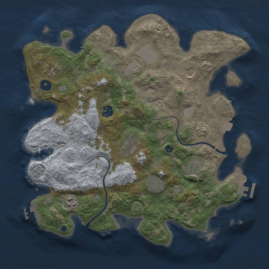Rust Map: Procedural Map, Size: 3600, Seed: 21307, 14 Monuments