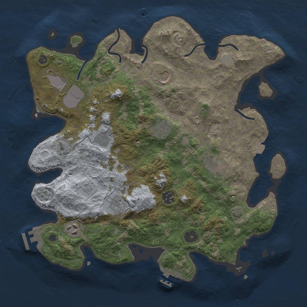 Rust Map: Procedural Map, Size: 3600, Seed: 21307, 17 Monuments