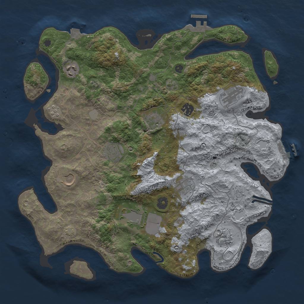 Rust Map: Procedural Map, Size: 3800, Seed: 483904483, 18 Monuments