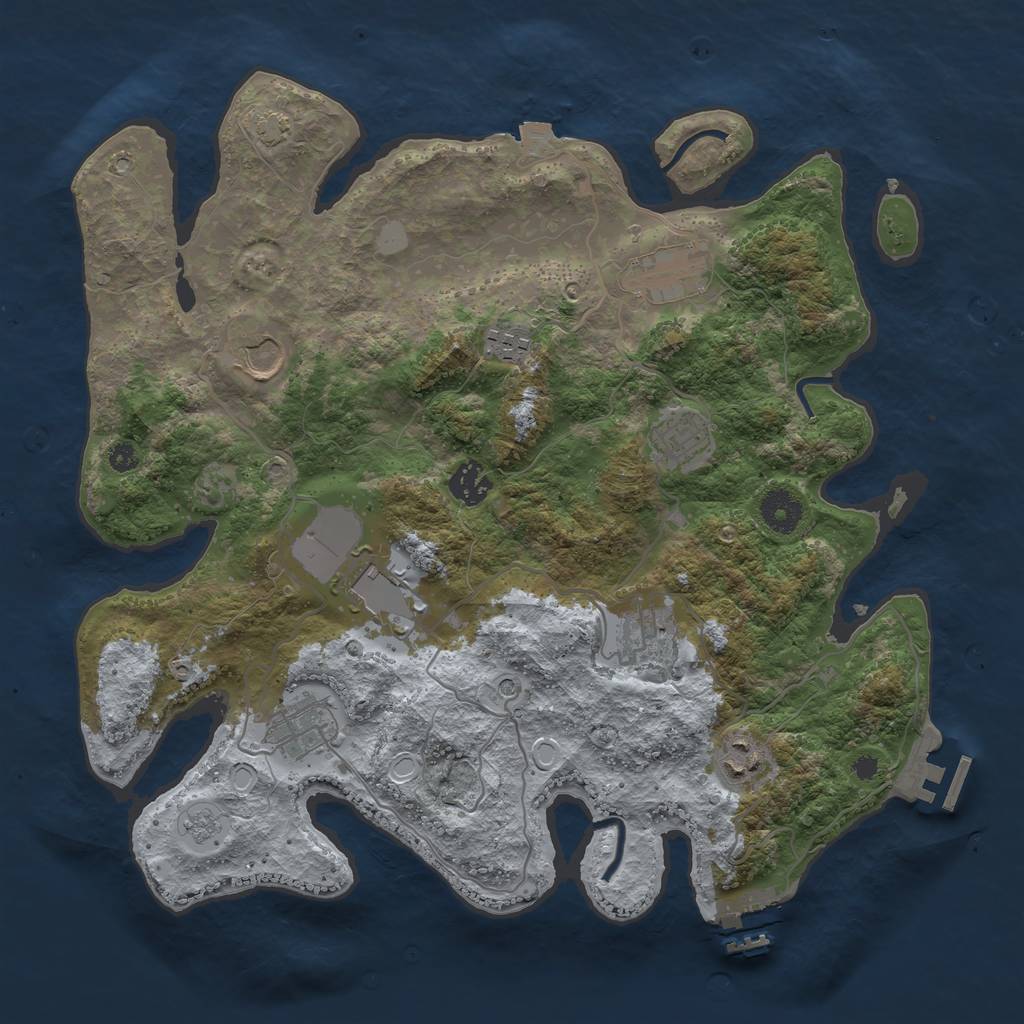 Rust Map: Procedural Map, Size: 3650, Seed: 58667716, 17 Monuments