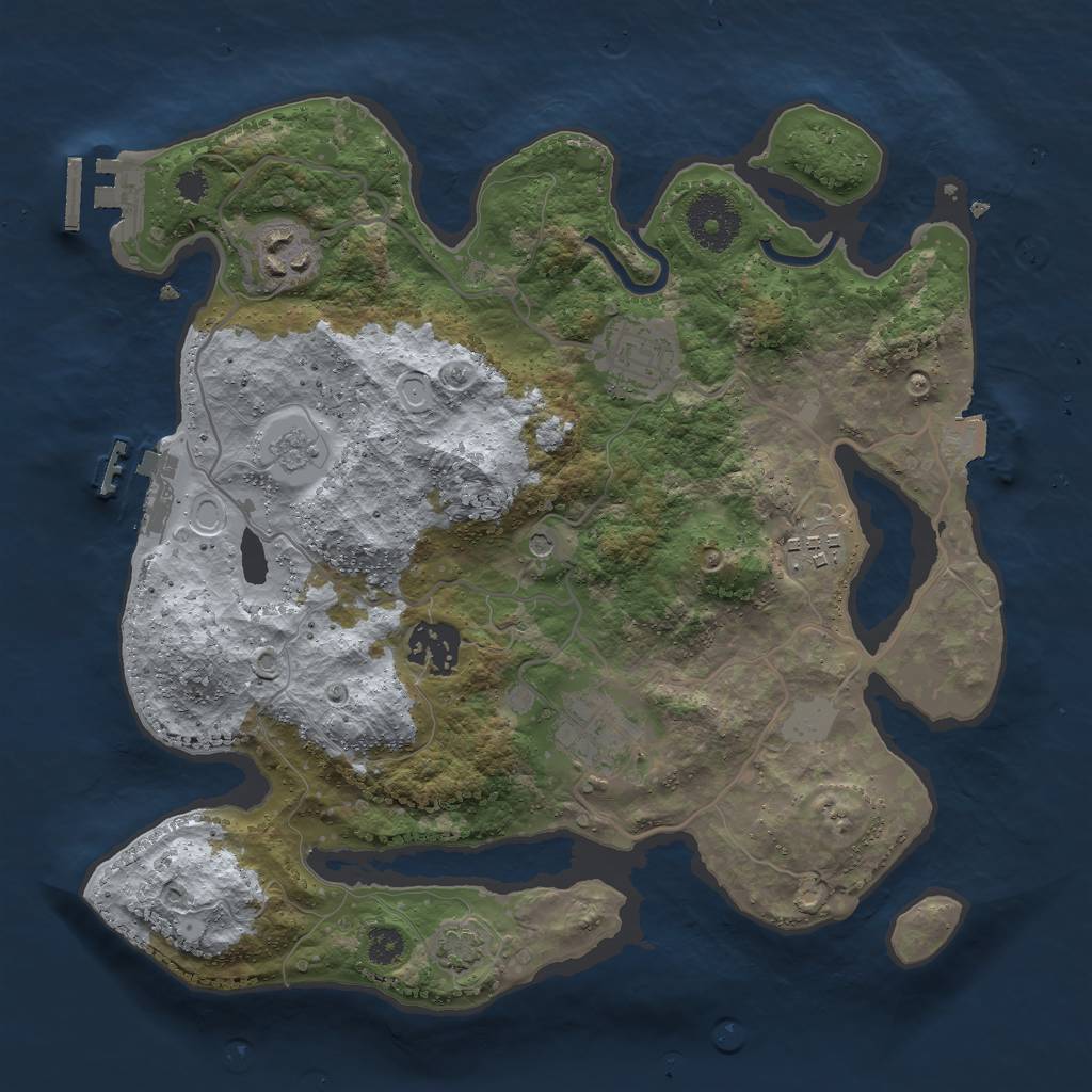 Rust Map: Procedural Map, Size: 3000, Seed: 25422, 13 Monuments