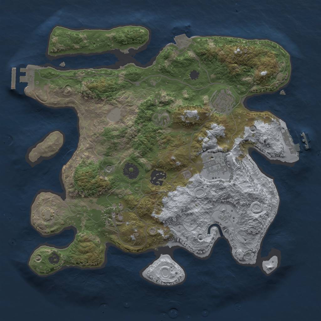 Rust Map: Procedural Map, Size: 3000, Seed: 749600157, 12 Monuments