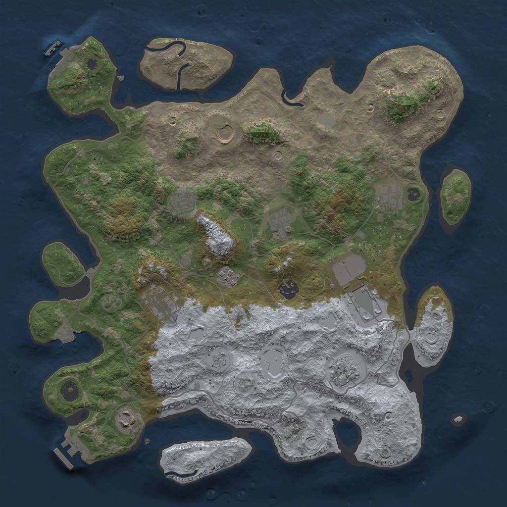 Rust Map: Procedural Map, Size: 4000, Seed: 1735500801, 18 Monuments