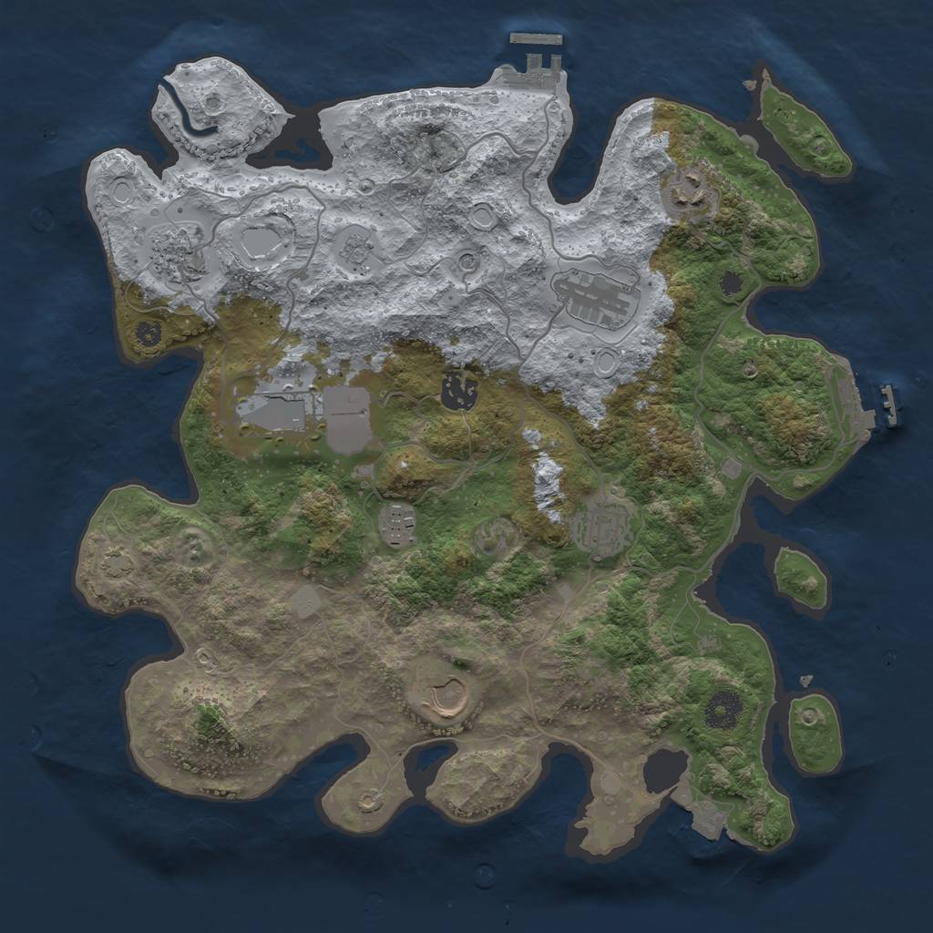 Rust Map: Procedural Map, Size: 3600, Seed: 471238237, 16 Monuments