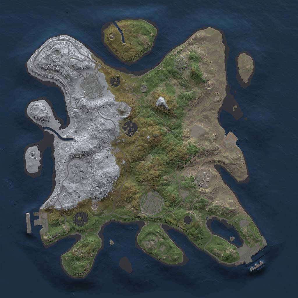 Rust Map: Procedural Map, Size: 3000, Seed: 674227896, 12 Monuments