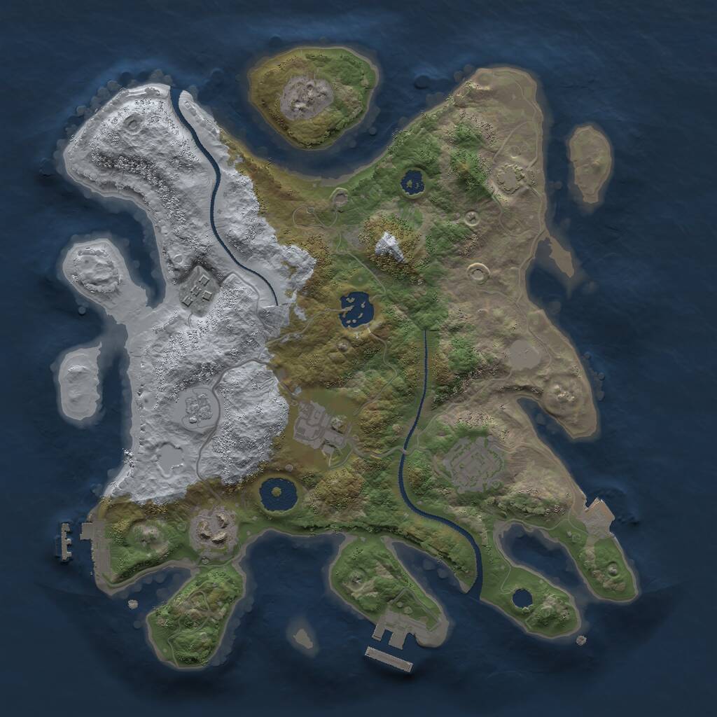 Rust Map: Procedural Map, Size: 3000, Seed: 674227896, 10 Monuments