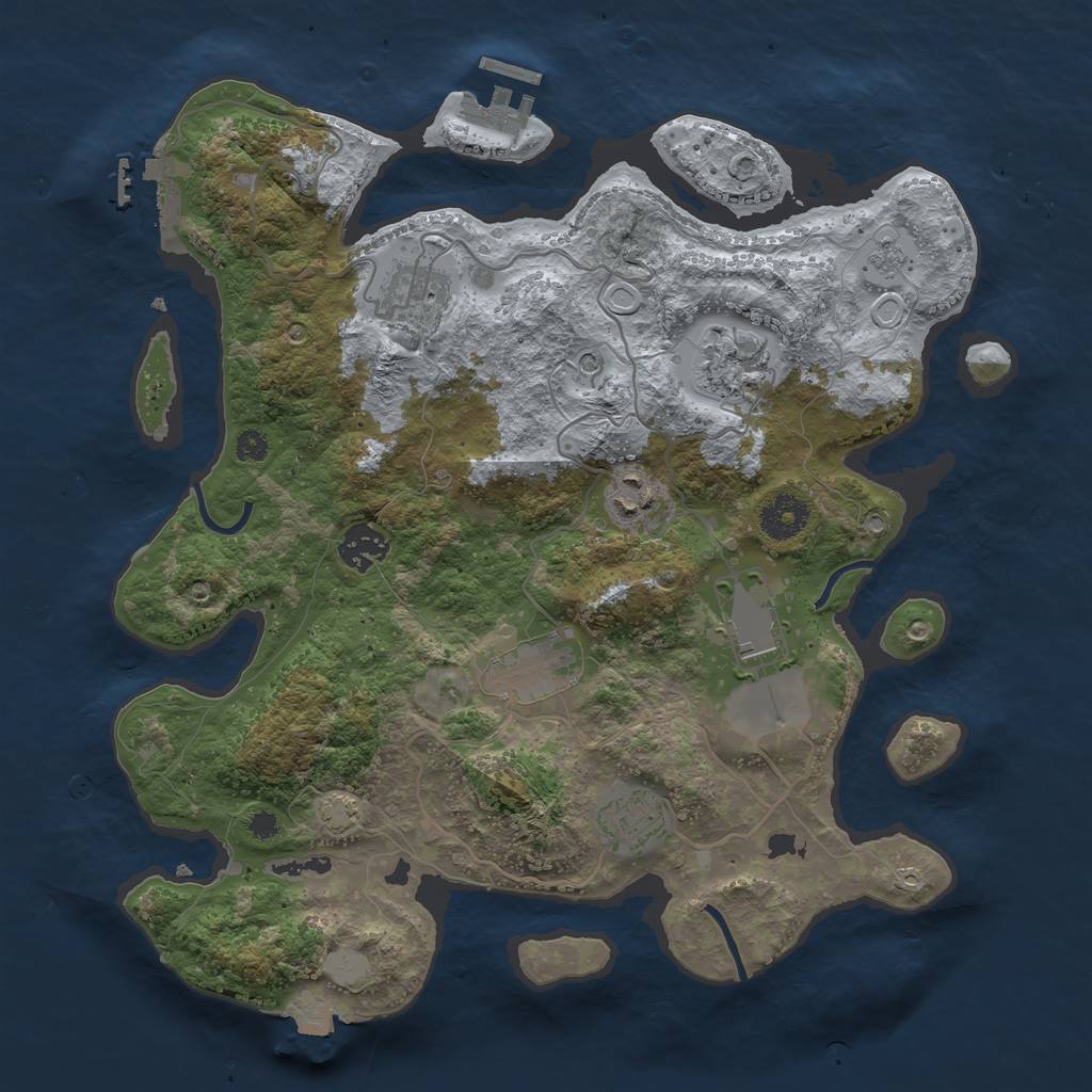 Rust Map: Procedural Map, Size: 3500, Seed: 6941069, 15 Monuments