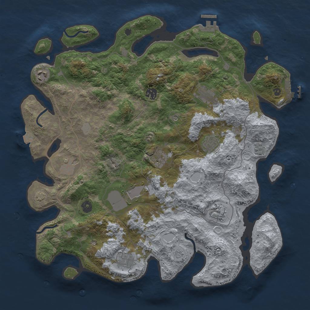 Rust Map: Procedural Map, Size: 4000, Seed: 1304738862, 18 Monuments