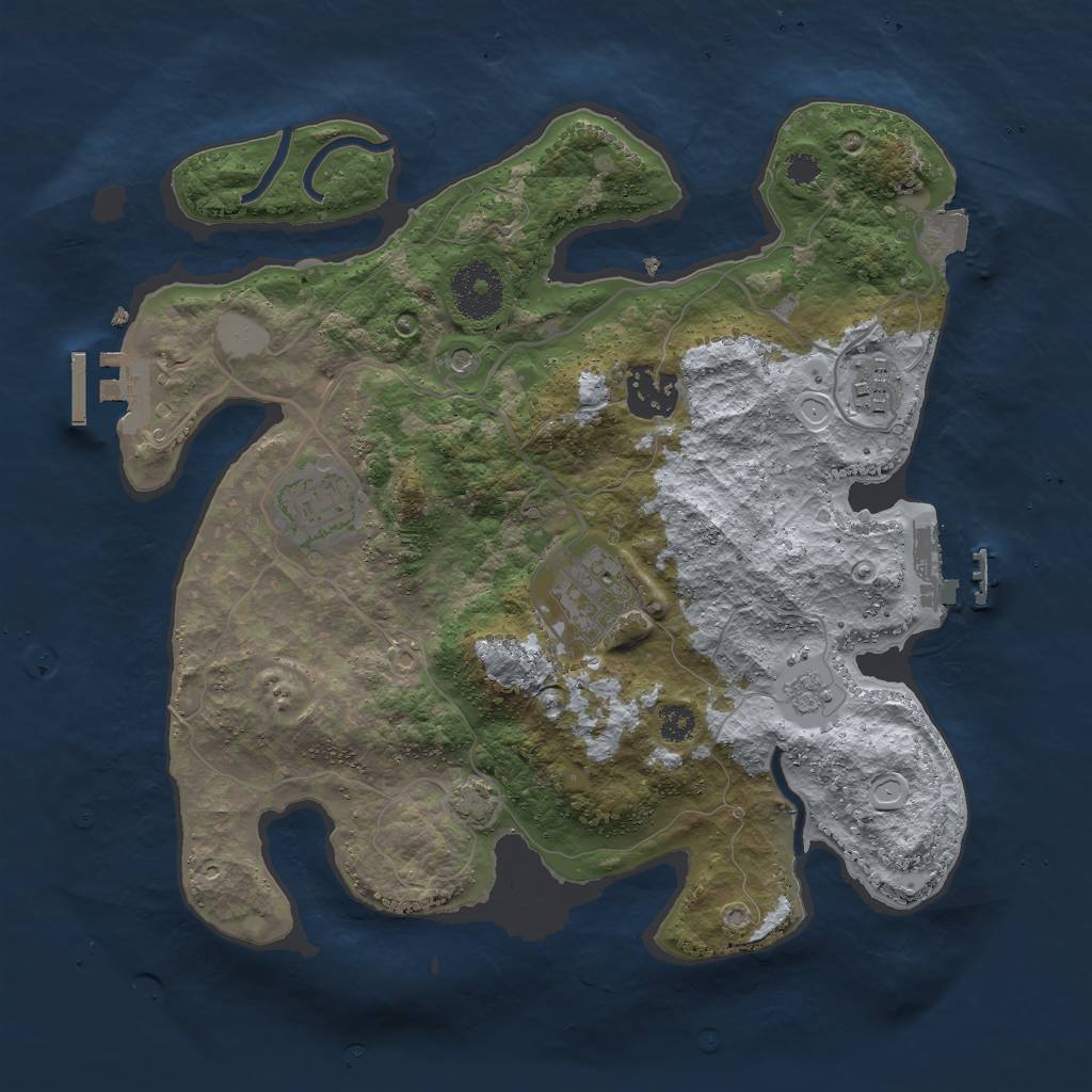Rust Map: Procedural Map, Size: 3000, Seed: 7891987, 12 Monuments