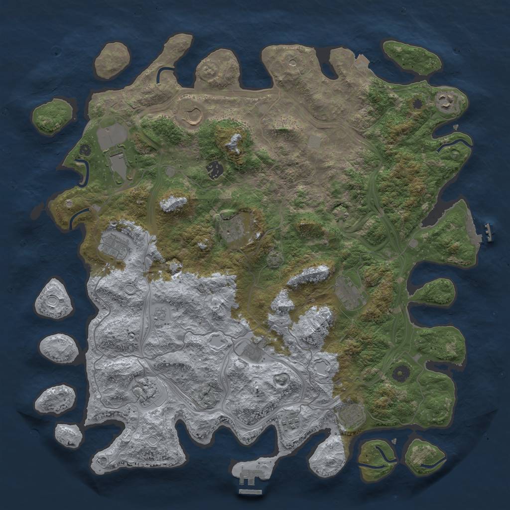 Rust Map: Procedural Map, Size: 4500, Seed: 1786500234, 19 Monuments