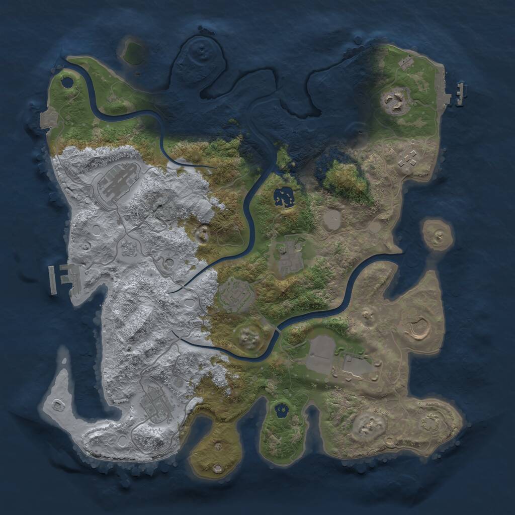 Rust Map: Procedural Map, Size: 3600, Seed: 6649565, 15 Monuments