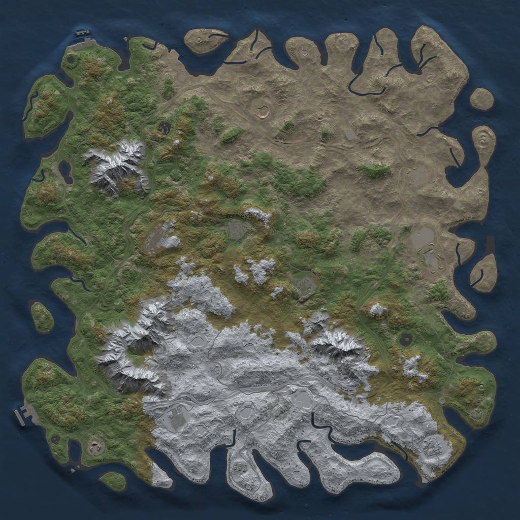 Rust Map: Procedural Map, Size: 6000, Seed: 56413357, 19 Monuments