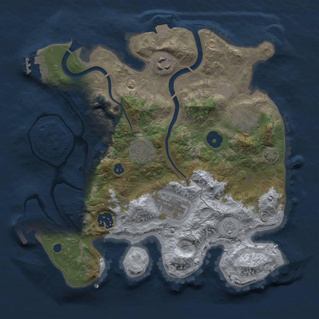 Rust Map: Procedural Map, Size: 3000, Seed: 548569160, 12 Monuments