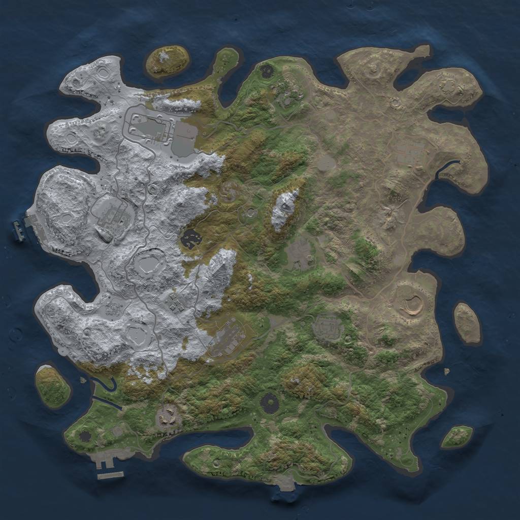 Rust Map: Procedural Map, Size: 4000, Seed: 31496, 19 Monuments