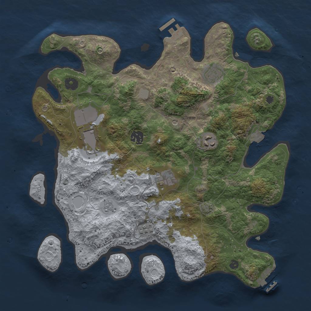 Rust Map: Procedural Map, Size: 3500, Seed: 876557021, 14 Monuments