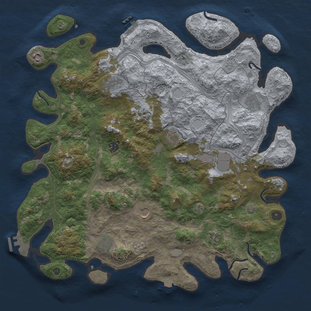 Rust Map: Procedural Map, Size: 4500, Seed: 27076773, 18 Monuments