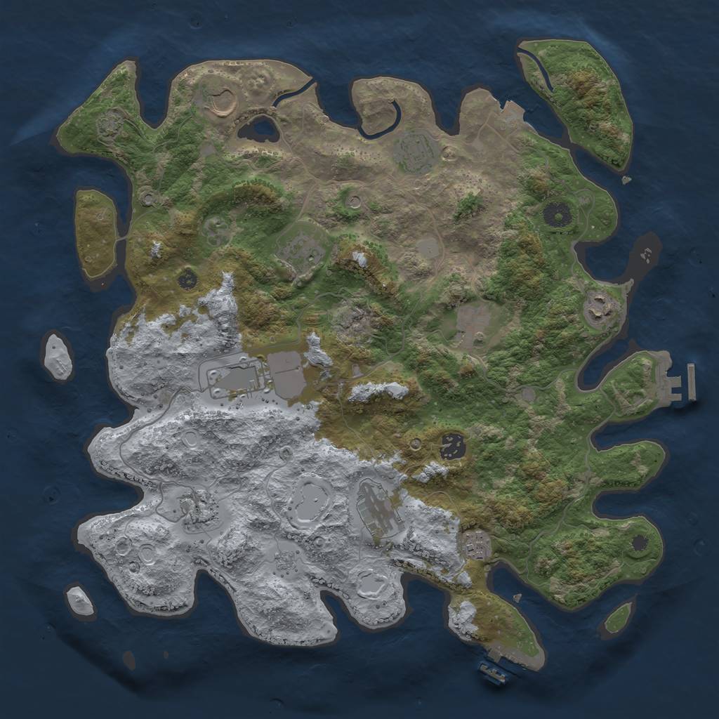 Rust Map: Procedural Map, Size: 3950, Seed: 628397520, 18 Monuments