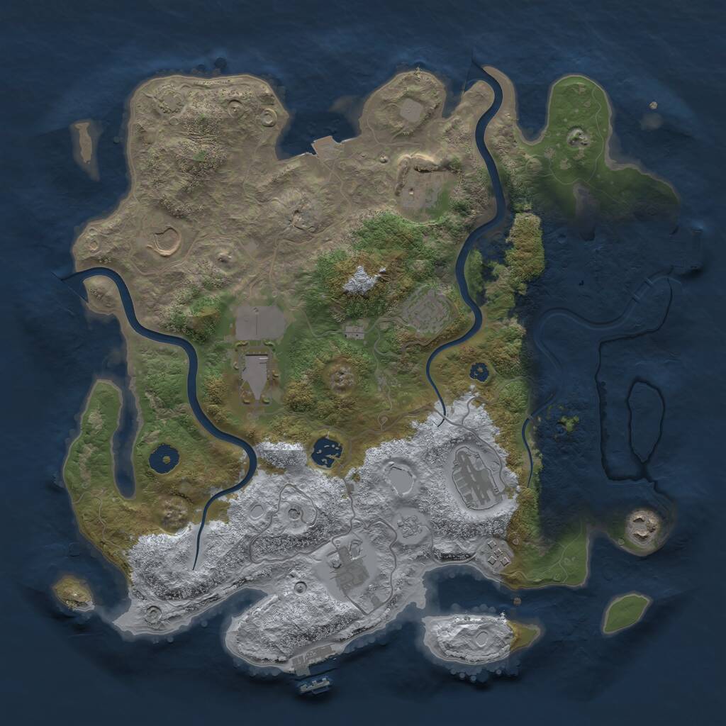Rust Map: Procedural Map, Size: 3800, Seed: 322512, 15 Monuments