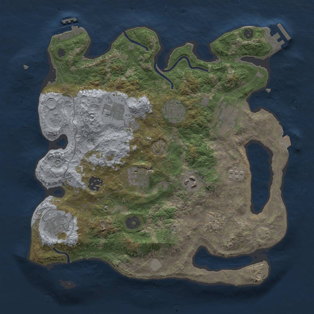 Rust Map: Procedural Map, Size: 3300, Seed: 203445275, 17 Monuments