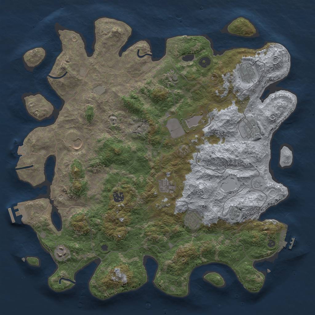Rust Map: Procedural Map, Size: 4200, Seed: 1217951803, 18 Monuments
