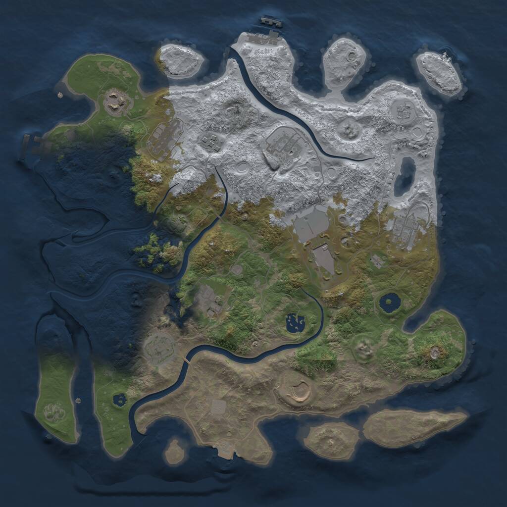 Rust Map: Procedural Map, Size: 3800, Seed: 5358718, 16 Monuments