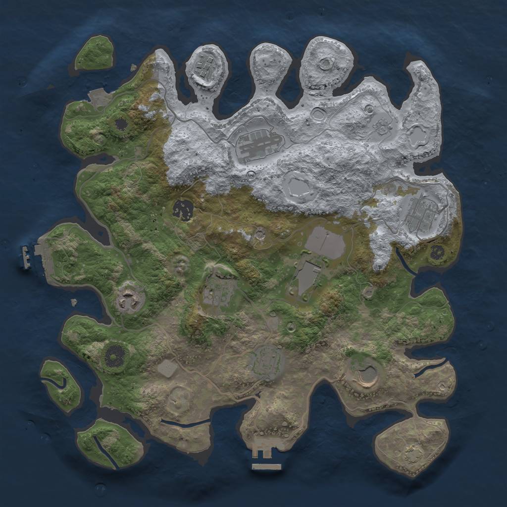 Rust Map: Procedural Map, Size: 3500, Seed: 1792351134, 17 Monuments