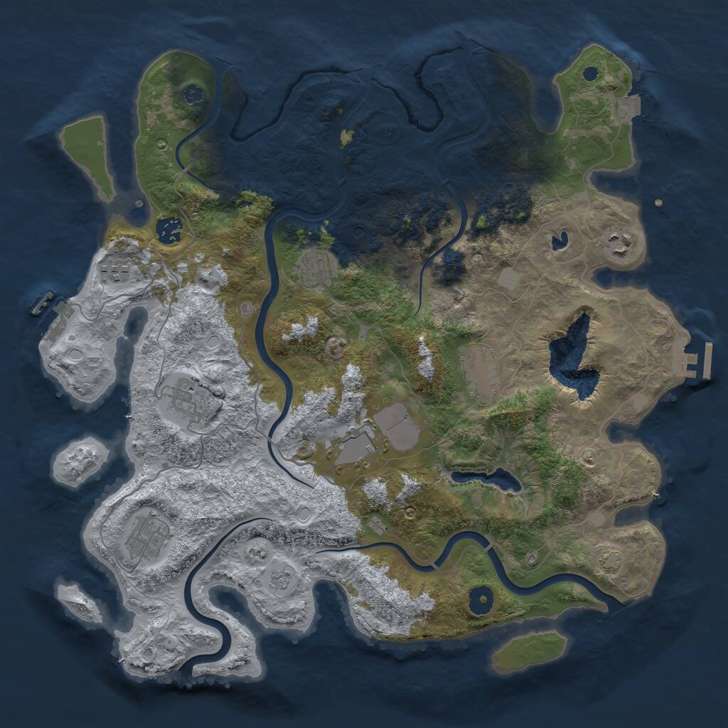 Rust Map: Procedural Map, Size: 4000, Seed: 1122438484, 14 Monuments