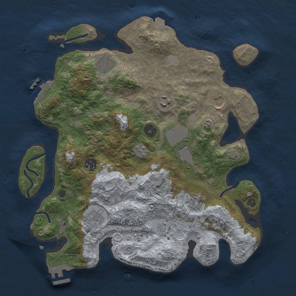 Rust Map: Procedural Map, Size: 3500, Seed: 21453233, 16 Monuments