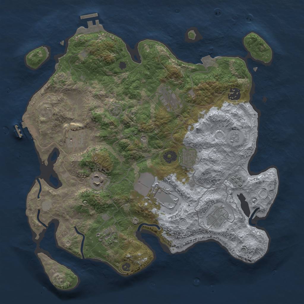 Rust Map: Procedural Map, Size: 3500, Seed: 1737959294, 17 Monuments