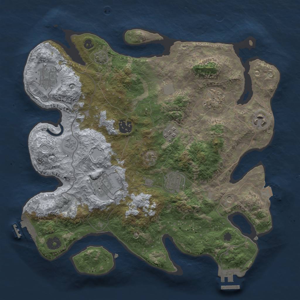 Rust Map: Procedural Map, Size: 3250, Seed: 494235112, 15 Monuments
