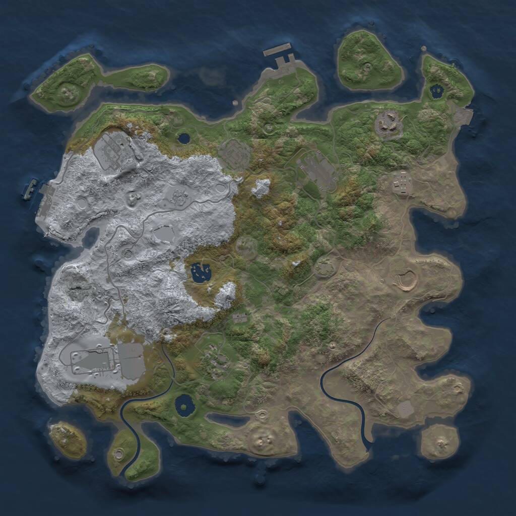 Rust Map: Procedural Map, Size: 3700, Seed: 1238296344, 15 Monuments