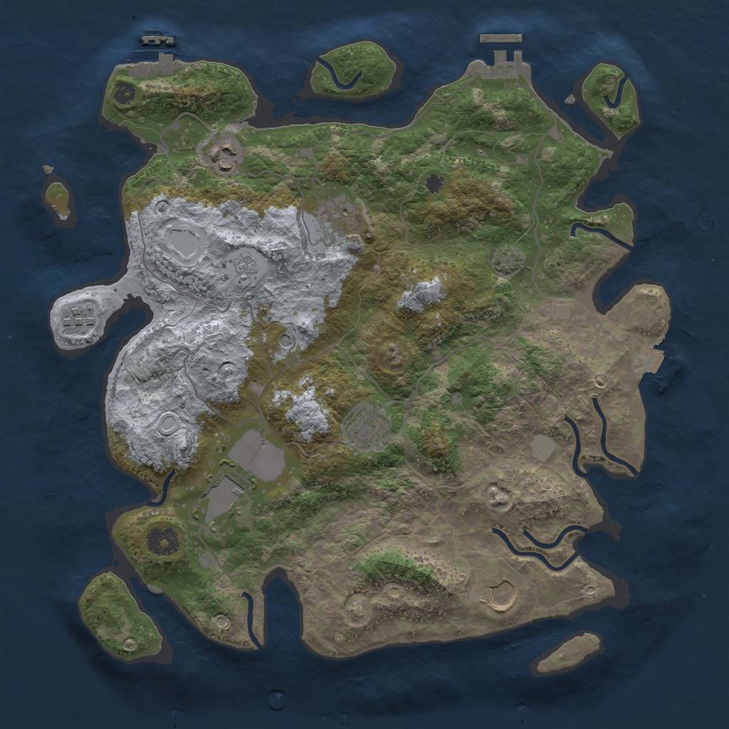 Rust Map: Procedural Map, Size: 3500, Seed: 937919975, 14 Monuments