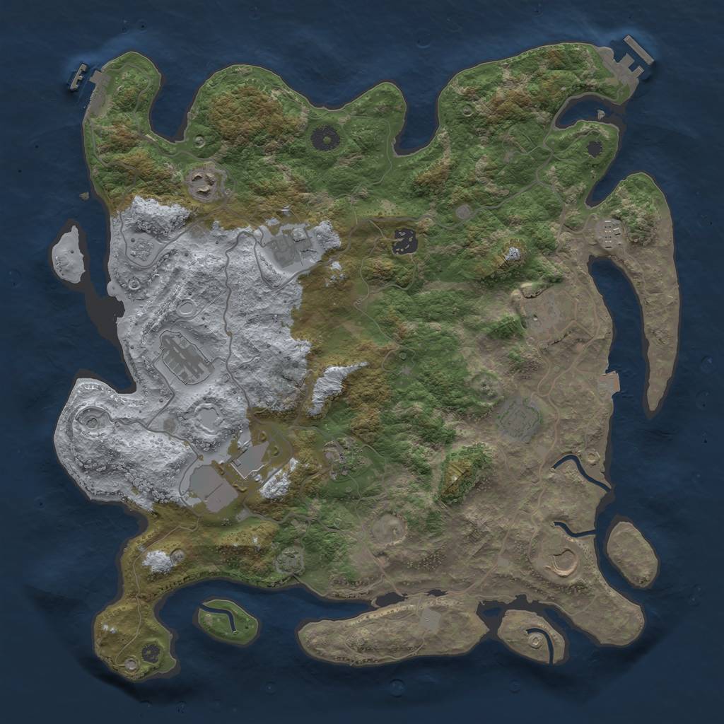 Rust Map: Procedural Map, Size: 4000, Seed: 4912365, 18 Monuments