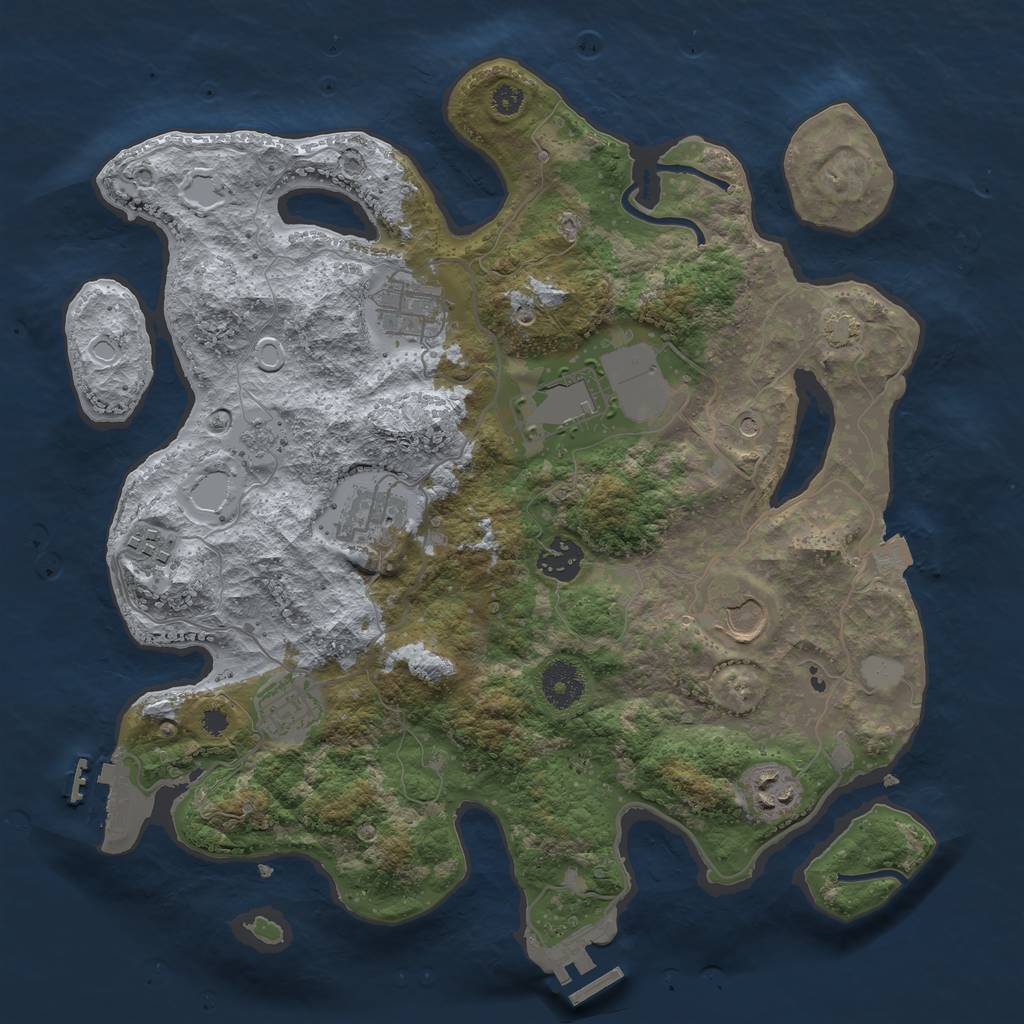 Rust Map: Procedural Map, Size: 3500, Seed: 395530245, 16 Monuments