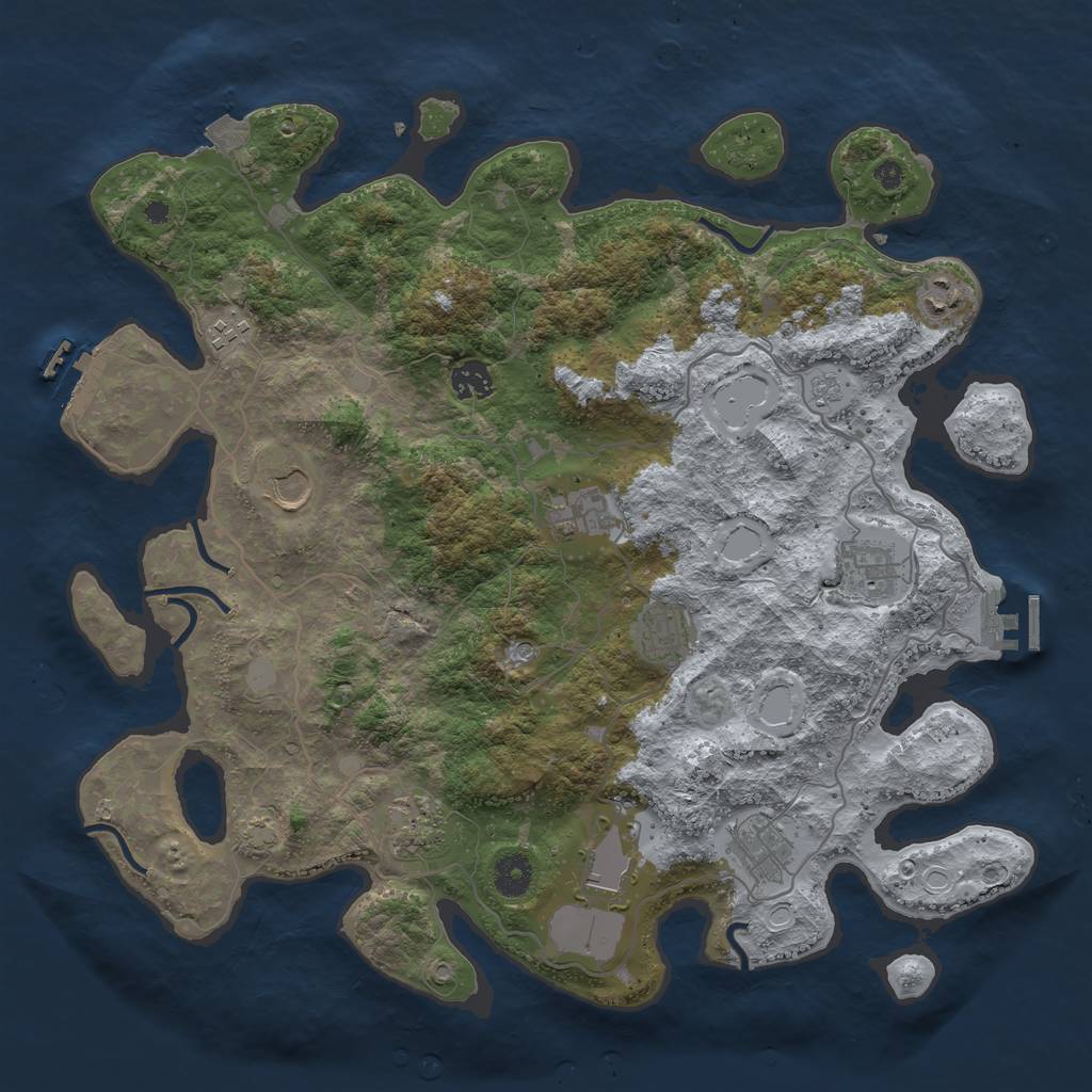 Rust Map: Procedural Map, Size: 4000, Seed: 1532087191, 18 Monuments