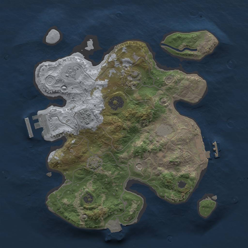 Rust Map: Procedural Map, Size: 2500, Seed: 1700974326, 10 Monuments