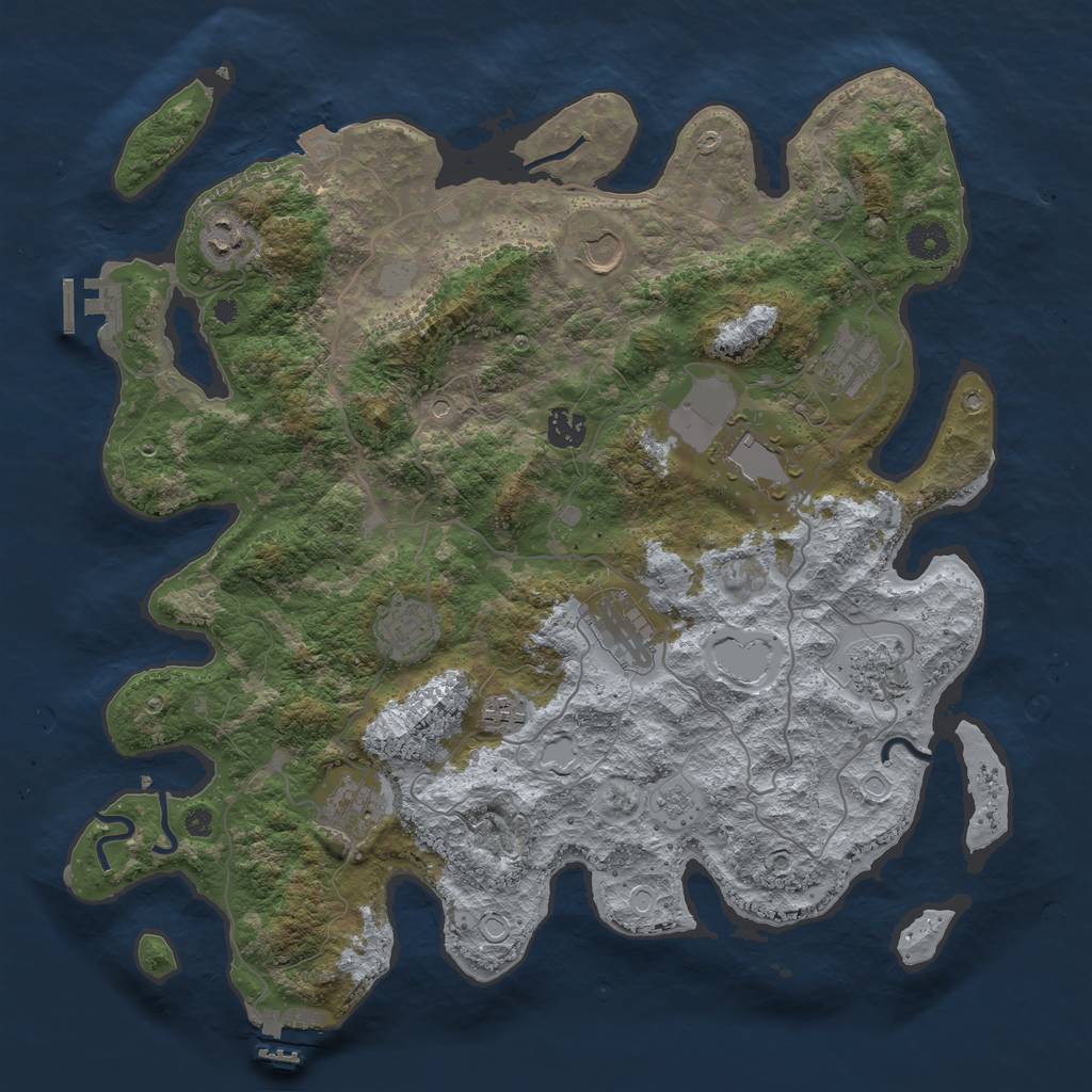 Rust Map: Procedural Map, Size: 4000, Seed: 1064686121, 18 Monuments