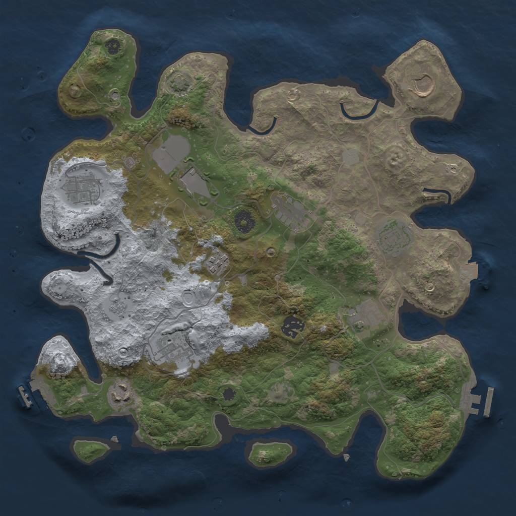 Rust Map: Procedural Map, Size: 3550, Seed: 39978923, 17 Monuments