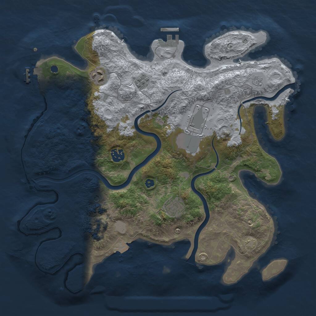 Rust Map: Procedural Map, Size: 3500, Seed: 2122226, 11 Monuments