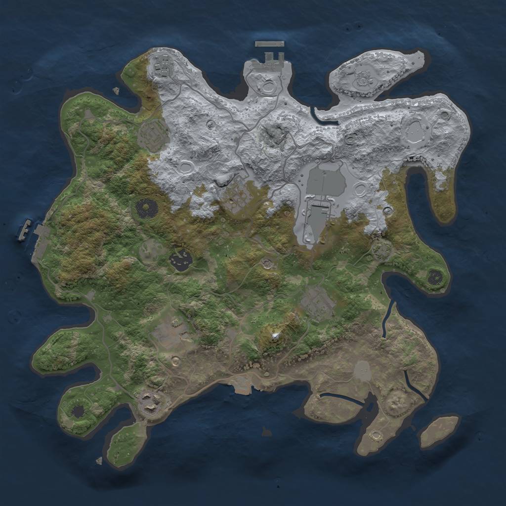 Rust Map: Procedural Map, Size: 3500, Seed: 2122226, 16 Monuments