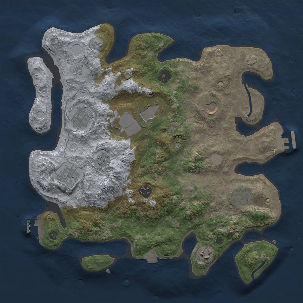 Rust Map: Procedural Map, Size: 3500, Seed: 217390675, 16 Monuments