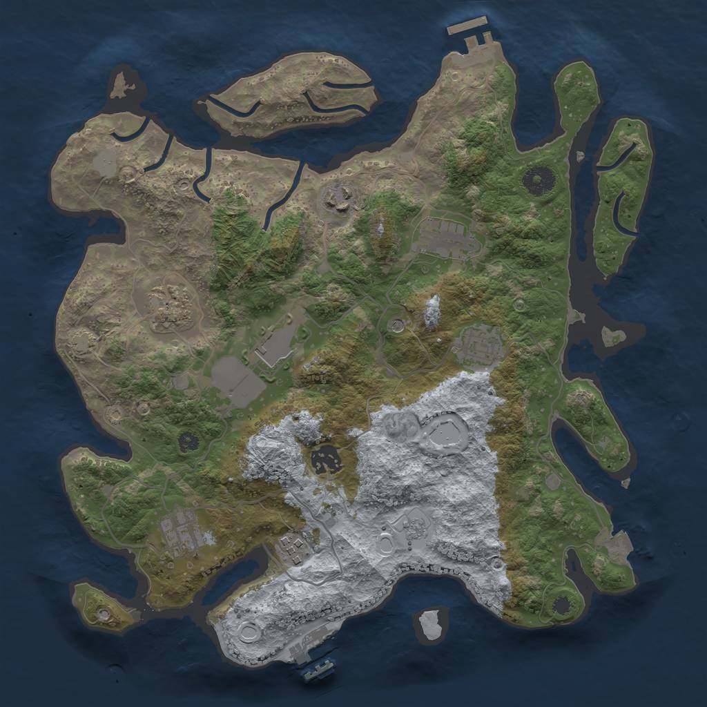 Rust Map: Procedural Map, Size: 3500, Seed: 882042237, 16 Monuments