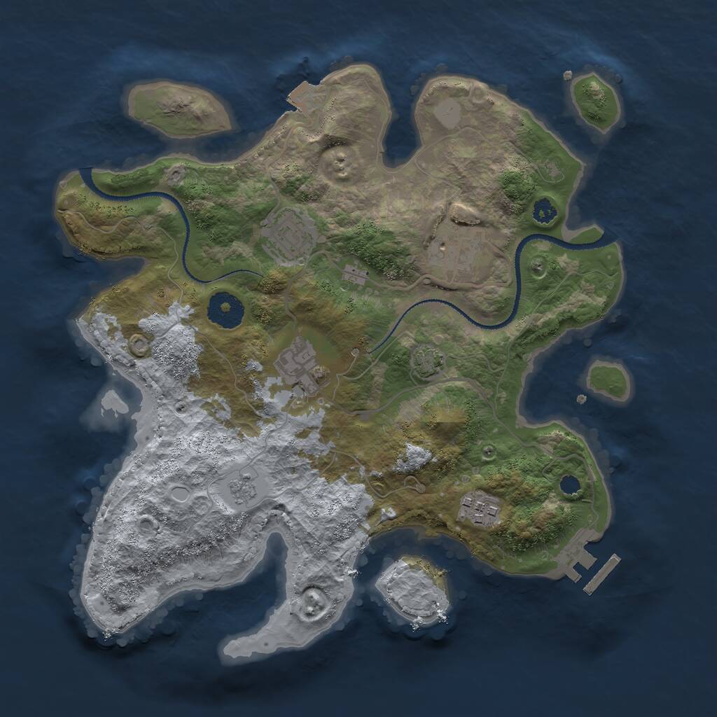 Rust Map: Procedural Map, Size: 3000, Seed: 724234118, 8 Monuments