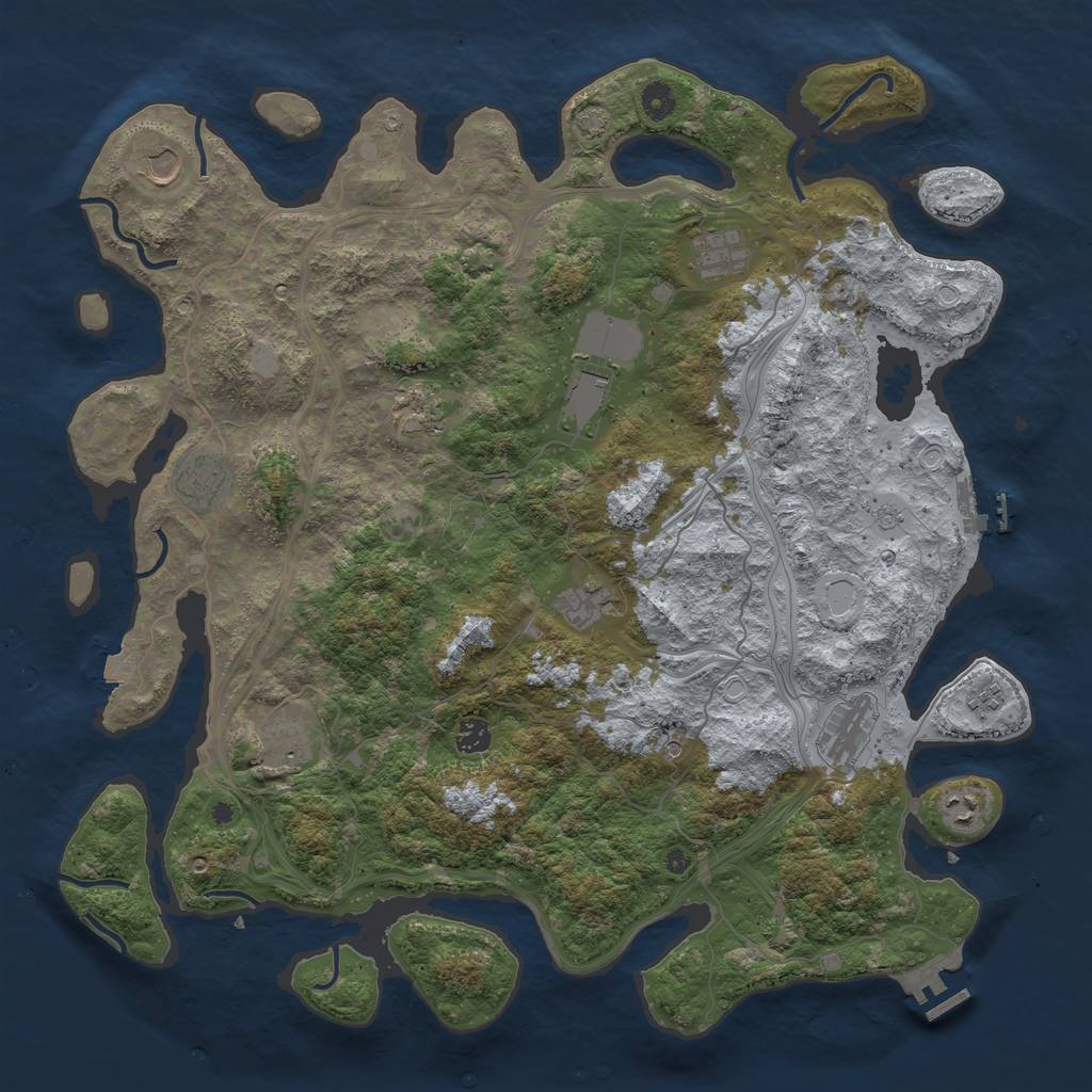 Rust Map: Procedural Map, Size: 4547, Seed: 58687, 19 Monuments